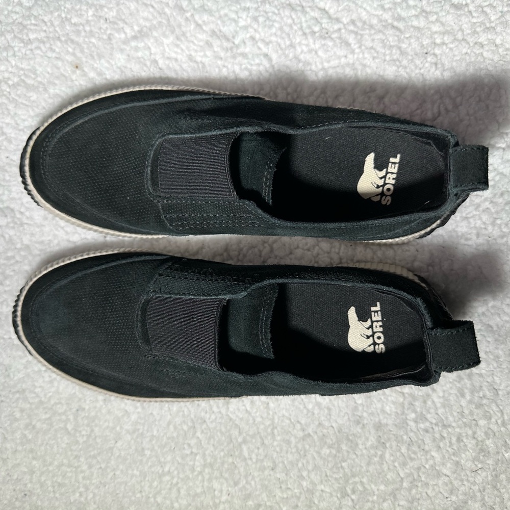 Sorel Black Canvas Slip-On Sneakers‎ with White Sole